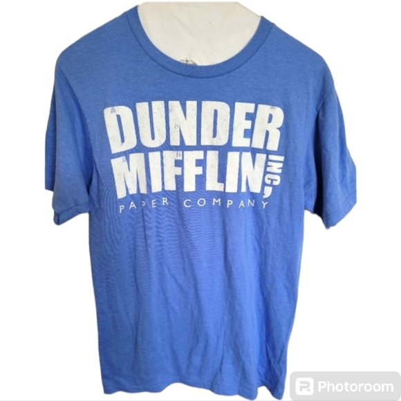 Ripple Junction The Office Dunder Mifflin Blue White Tee Size Small - Picture 1 of 4